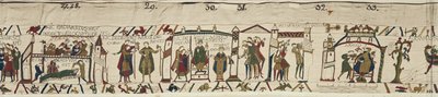 Death of Edward the Confessor and coronation of Harold, but an ominous star appears, Bayeux Tapestry by Unbekannt Unbekannt